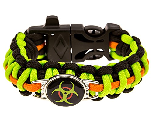 Zombie Paracord Bracelet - Biohazard (Survival Kit Series) Emergency Gear for Hiking, Camping, Climbing and other Outdoor Sports or Just Fun (Fire Starter and Safety Whistle)