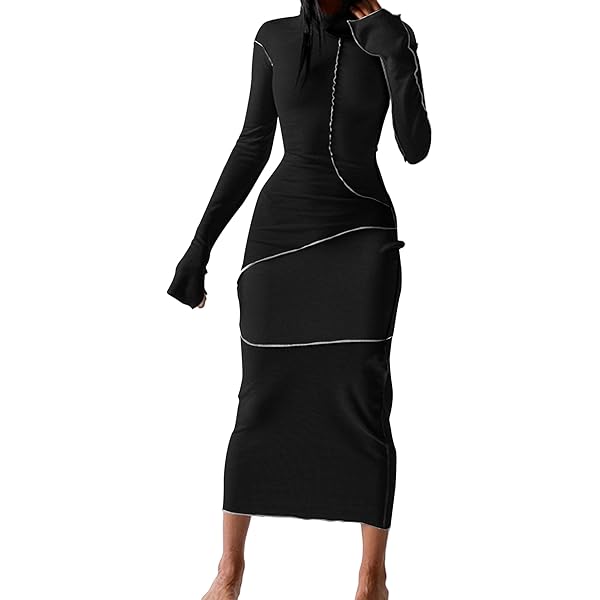 Amazon.com: Women's Maxi Dress Sexy Bodycon Long Sleeve Pullover Hoodie  Casual Slim Sweatshirt : Clothing, Shoes & Jewelry