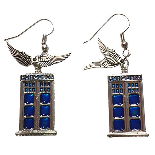 Police Box Angel Wings Earrings
