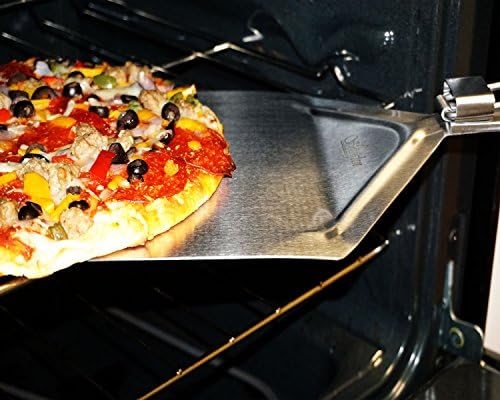 Folding Pizza Peel- Stainless Steel and Wood Handle Pizza Peel with Foldable Handle- Oven Accessory for Pizza and Bread- Premium Quality Kitchen Tool Great for Any Baked Goods