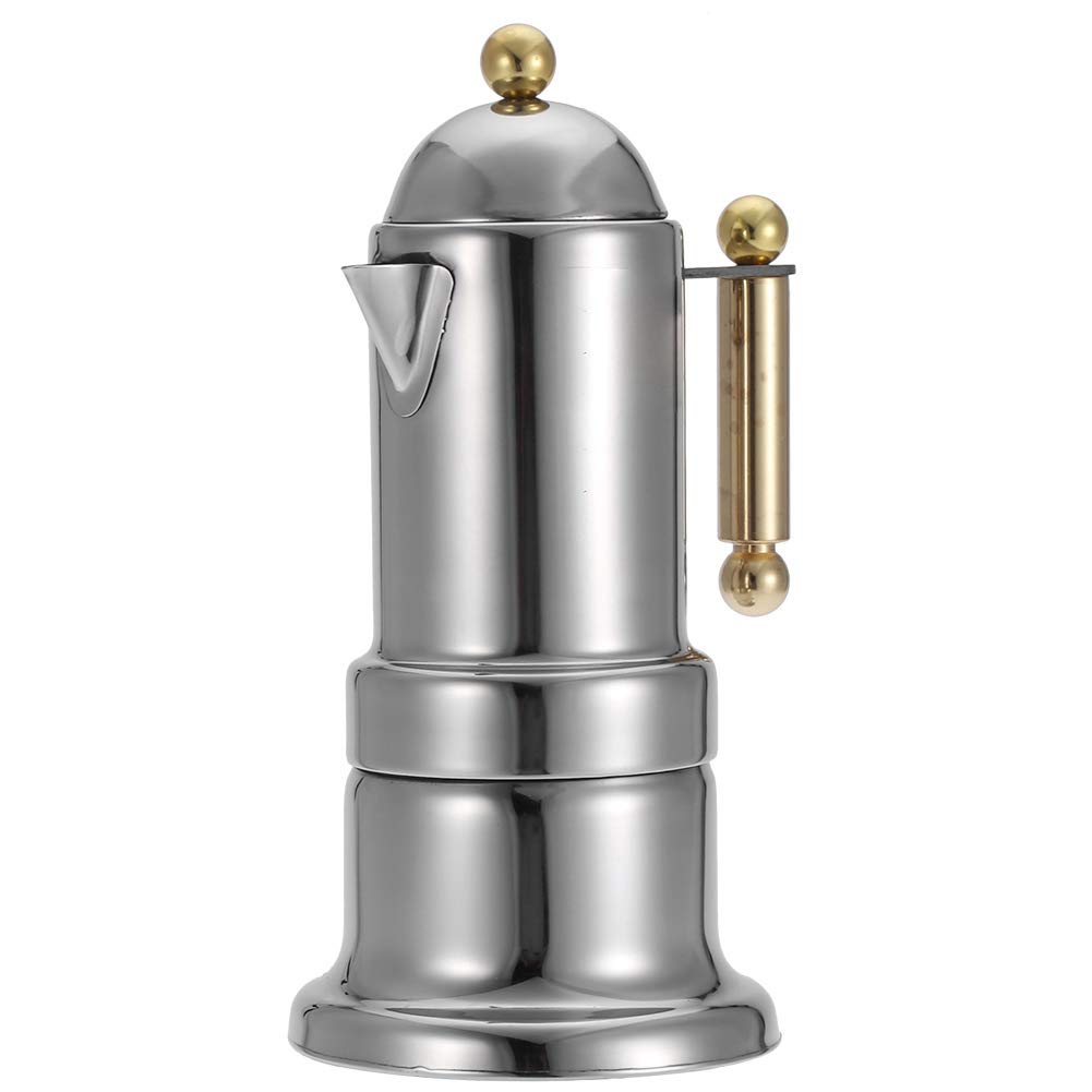 Coffee Drip Pot,Stainless Steel Moka Pot Stovetop Espresso Coffee Maker with Safety Valve 4 Cups
