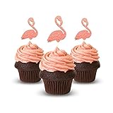 Flamingo Cupcake Topper 12 Pack Cupcake Topper Decoration Cake Glitter cardstock Pink