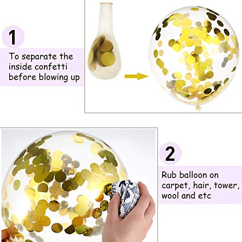 Confetti Balloons Set, 100 Pieces 12 Inches White Gold and Confetti Latex Balloons Colorful Balloons Party Kit Supplies for Wedding Birthday Graduation Celebration Baby Shower Party Decorations