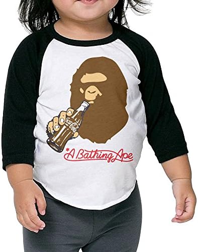 Gary Unisex 3/4 Sleeve Raglan Bape Tshirt Black 2 Toddler