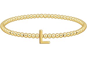 Coshilta Gold Beaded Bracelets for Women, 14K Gold Plated C Initial Bracelets Trendy Strand Stretch Bracelet Dainty Gold Letter Bracelet for Women Jewelry Gifts