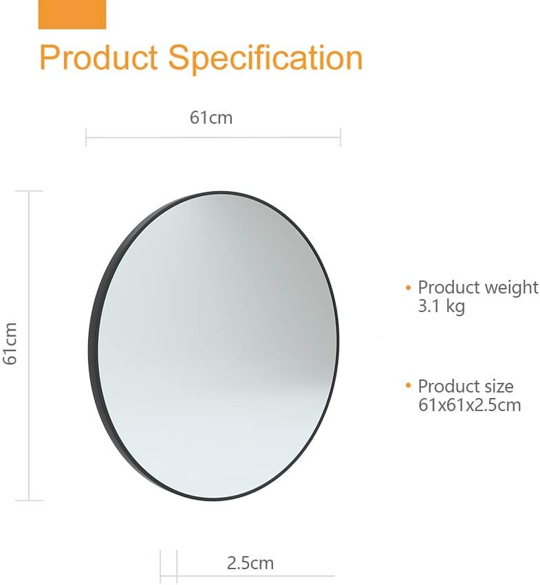 Flyoung Round Mirror Black, 24 inch Circle Mirror for Wall, Metal Frame Modern Mirror for Bathroom, Dining Room, Bedroom: Kitchen & Dining