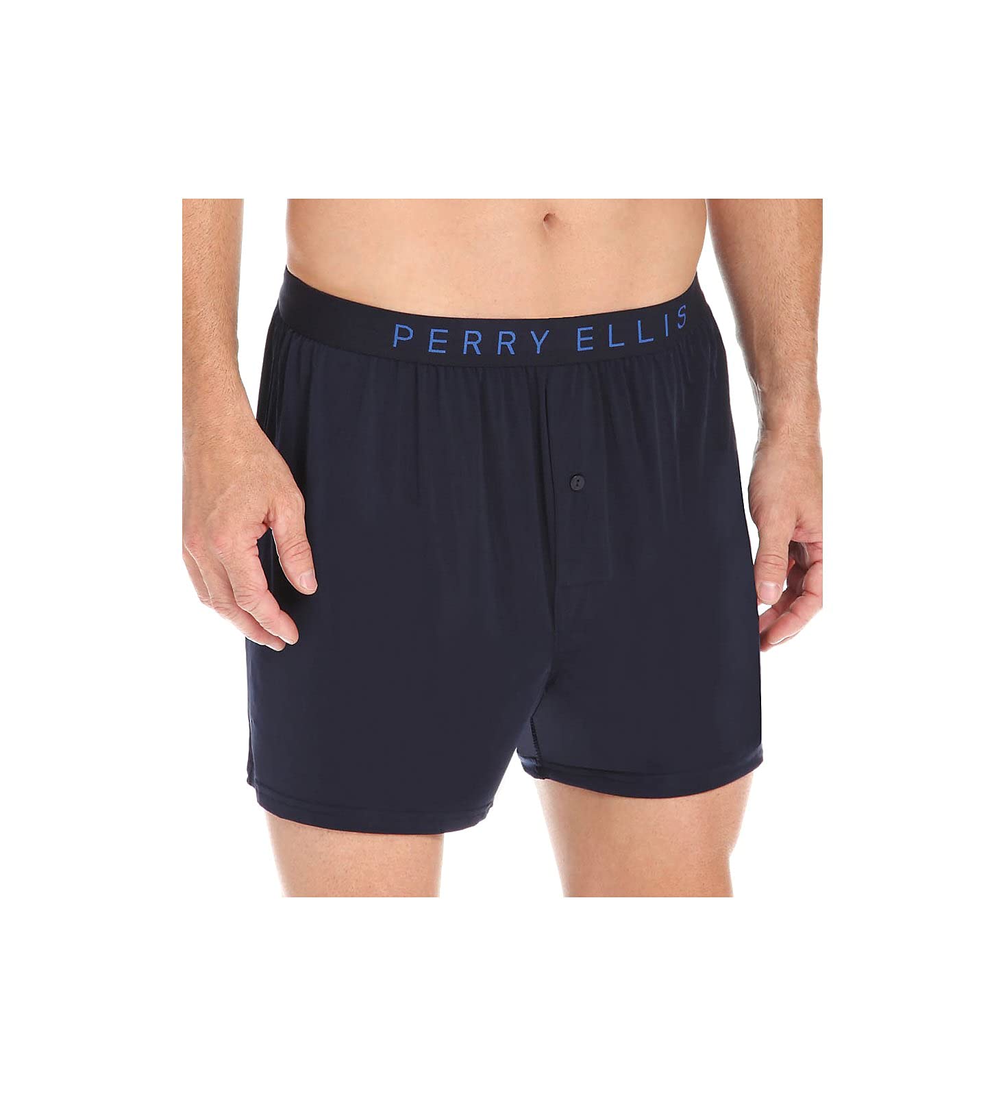 Photo 1 of Perry Ellis Men's Luxe Solid Boxer Shorts, Navy, Large