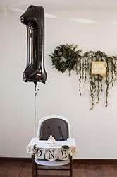 Black Number 1 Balloon for First Birthday 40