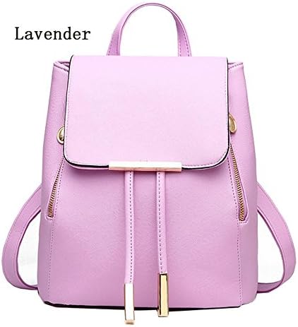 Women Leather Shoulder Bag Travel Camping Backpacks Schoolbags (Lavender)
