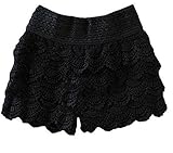oOstar KK Women Korean Sweet Crochet Tiered Lace Short Skorts Short Pant Skirt