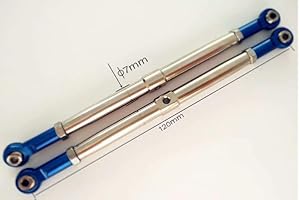 EPTNNASO for Traxxas 1/10 EREVO 2.0 Summit EREVO 5319X 8618 Upgrade Steel Thicken (7mm) Adustable Push Rod Assembled with Aluminum Ends - 2pcs Set