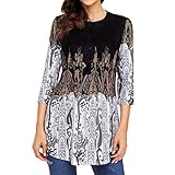 GOVOW Womens 3/4 Sleeve Roundneck Floral Shirts