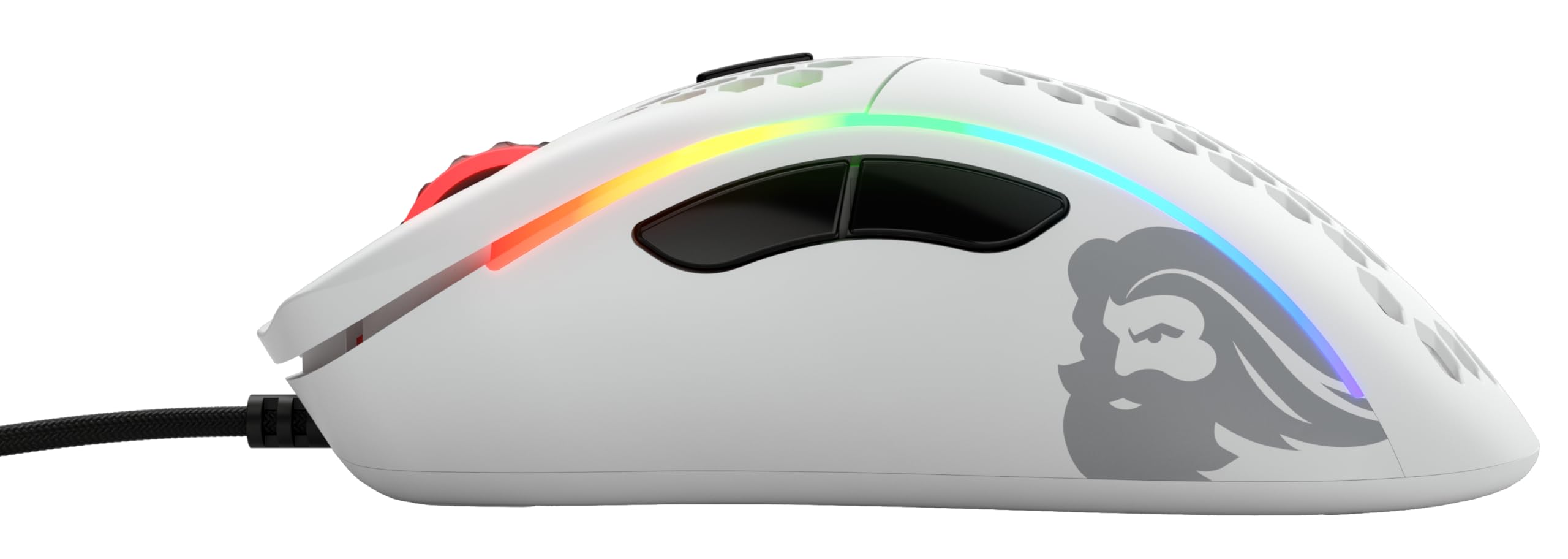Glorious Model D Wired Gaming Mouse - 68g Superlight Honeycomb Design, RGB, Ergonomic, Pixart 3360 Sensor, Omron Switches, PTFE Feet, 6 Buttons - Matte White