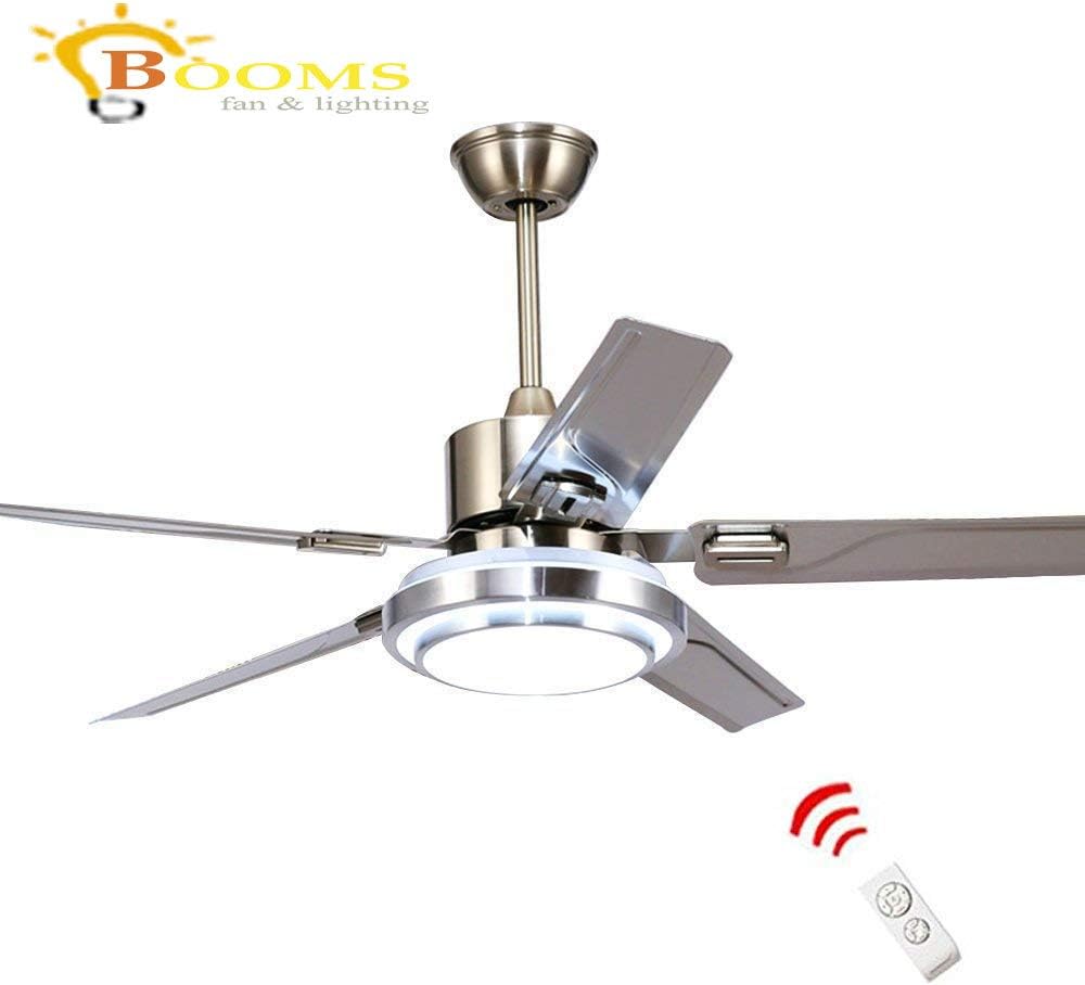 5 Blade Stainless Steel Remote Control Ceiling Fan 3 Lights
