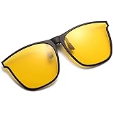 TERAISE Clip-on Driving Glasses Polarized Night Vision Sunglasses Flip Up Cat Eye Design, Anti-Glare UV400 for Outdoor