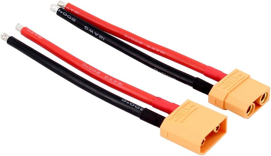 OliYin 2pairs XT90 Plug XT-90 Male Female Connectors Cable with 12awg 10cm Slicone Wire for RC LiPo Battery FPV Turnigy/Zippy(pack of 2) - Image 3