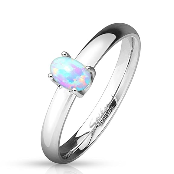 beyoutifulthings glänzender OPAL Band-Ring Chirurgenstahl 316L Verlobungs-Ring Partner-Ring Trau-Ring 47(15)-60(19)