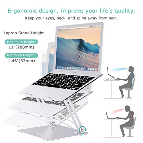 AWAVO Laptop Stand, Ergonomic Aluminum Computer Stand for Desk, Adjustable Laptop Riser with