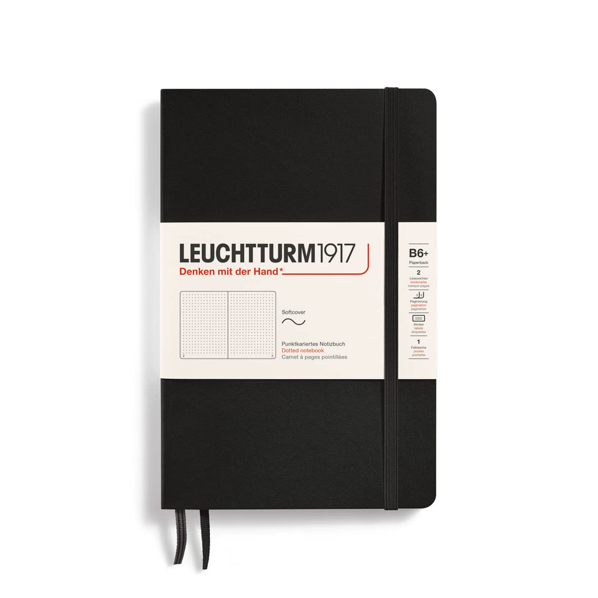 LEUCHTTURM1917 358291 Notebook Softcover Paperback (B6+), Dotted, Black