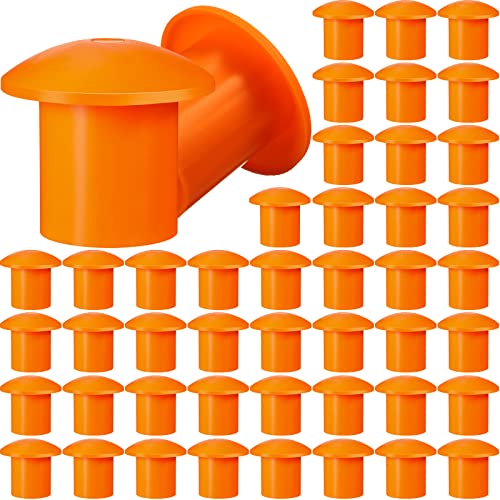 100 Pcs Rebar Safety Caps Orange Plastic Mushroom