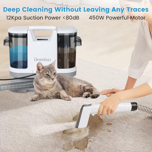 Domixo Carpet Cleaner Machines, Hot Water Multi-Purpose Portable Spot Cleaner, Wet/dry Upholstery Cleaner, 450W & Touchscreen Buttons, Deep Stain Cleaning from Pet, Carpets, Sofa, Stairs, Car Seats
