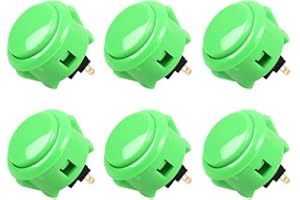 SANWA 6 pcs OBSF-30 Original Push Button 30mm - for Arcade Jamma Video Game & Arcade Joystick Games Console (Green) S@NWA