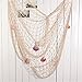 Youbedo Nautical Fish Net With Shells Decoration Retro Photography Props Creamy White Mediterranean Style Fish Net Decor 79 x 59inch