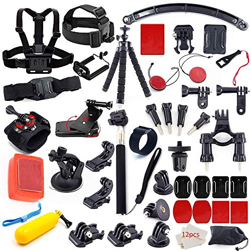 MOUNTDOG 55-in-1 Action Camera Accessories Kit for GoPro Hero 7 8 6 5 4 3 Hero Session 5 Black Accessory Bundle Set for Apexcam AKASO Dragon Touch Campark Apeman Yi VanTop