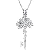 Sonouli Lab Grown Diamond Tree Key Necklace Diamond Tree of Life Key Pendant Necklace Silver Gift for Women