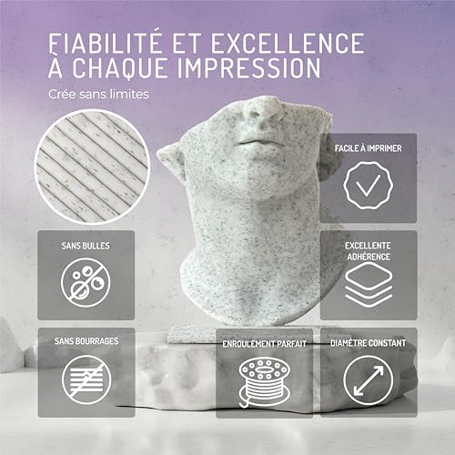 WINKLE PLA HD Textured Filament 1.75mm Marble for 3D Printing, 1kg Spool, 3D Printer Filament, 3D Printing Materials, Dimensional Accuracy +/- 0.05mm, Easy to Print