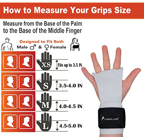 AEOLOS Leather Gymnastics Hand Grips-Great for Gymnastics,Weight Lifting,Pull Ups,Kettlebells and Crossfit Training (White, Medium)
