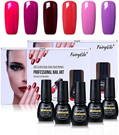 FairyGlo 6 Pcs Gel Nail Polish UV LED Soak Off Varnish Beauty Colour Lacquer Nail Art Gift Set Manicure Collection New 7ml 1012