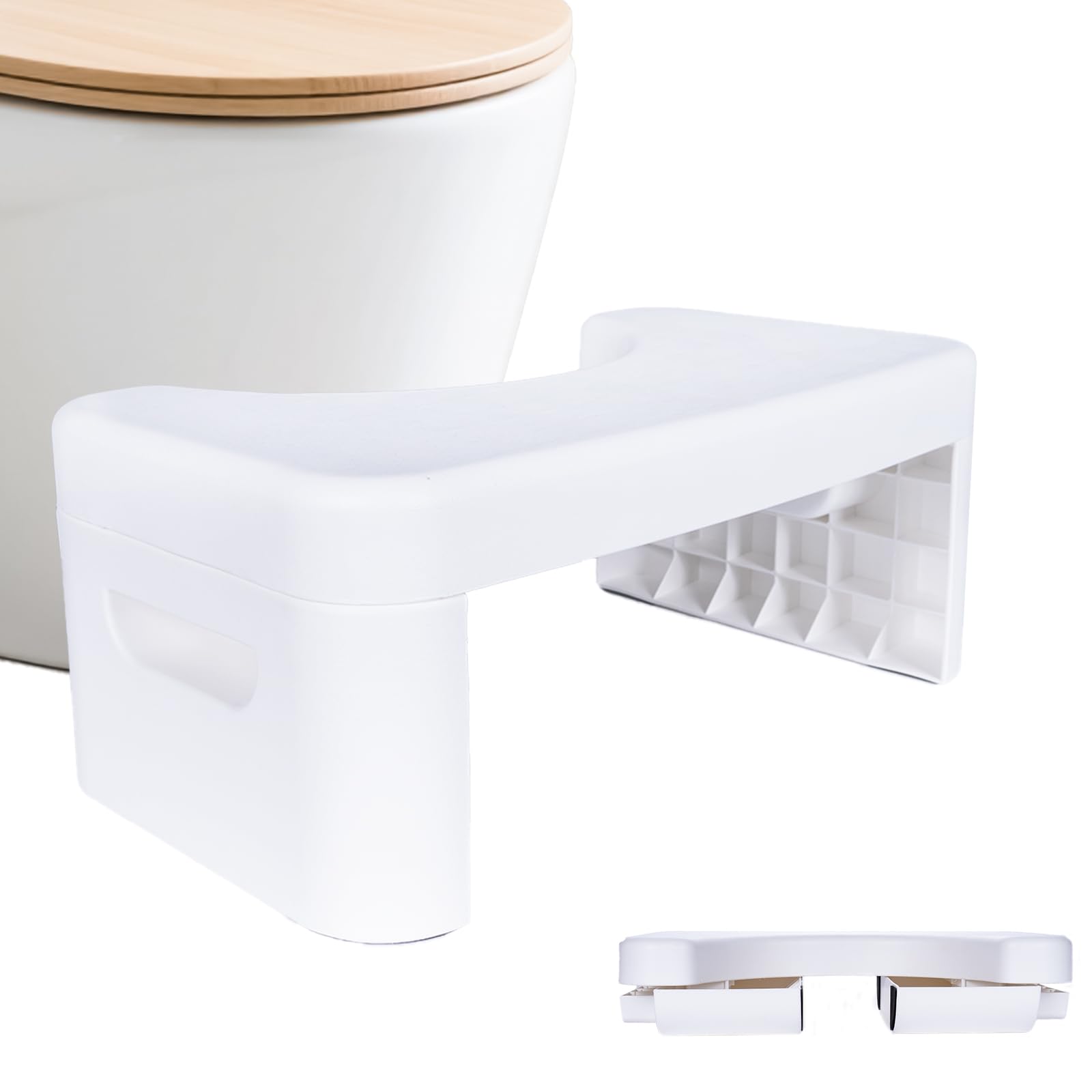 Photo 1 of 7 inch Folding Toilet Stool,White Foldable Bathroom Potty Step Stool for All Ages - Sitting Posture Foot Stool.
