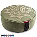 Peace Yoga Zafu Meditation Yoga Buckwheat Filled Cotton Bolster Pillow Cushion with Premium Designs - Triangles Green 16” x 16” Inch