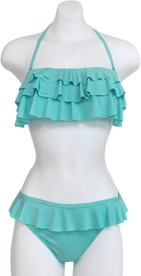 Amazon ディーホリック Dholic 2wayティアードフリルビキニ水着 E Three Tiered Frill Bikini One Size ミント ビキニ セパレーツ 通販
