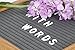 Changeable Gray Felt Letter Board with 340 Letters, Numbers & Emojis | 10x10 Inches Oak Wood Frame, Wall Mount Hook & Wooden Stand | BONUS Canvas Storage Bag | By Felt with Words