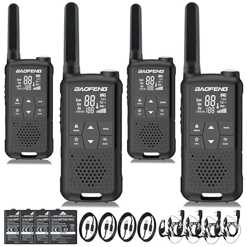 トランシーバー 無線機 免許不要 特定小電力 充電式 簡単操作 災害·地震 緊急対応 1200mAH 充電式バッテリー・USB充電ケーブル・ベルトクリップ付属 4台セット