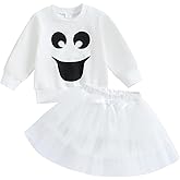 RWYBEIW Toddler Baby Girls Halloween Ghost Costume Grimace Print Long Sleeve Sweatshirt with Tutu Skirt Halloween Outfit Set