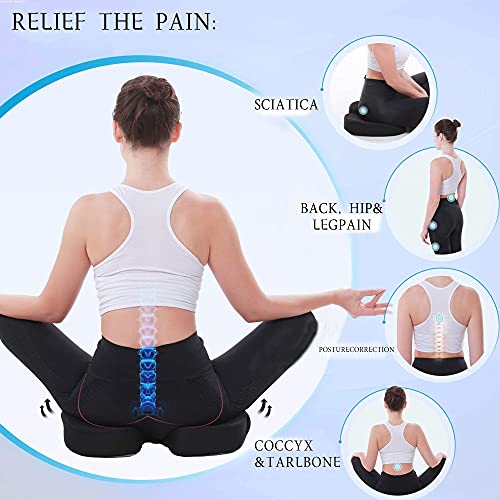 Seat Cushion for Office Chair Memory Foam Lumbar Support Pillow Combo, for Relief The Lower Back Pain Tailbone Sciatica Pain