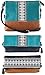 K&Bo Women's Cross Body Bag and Clutch with Boho Style Embroidery, Teal/Black/Brown