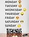 Days of The Week Emoji Faces Vinyl Wall Decal Sticker #6071s 22in X 17in (Black)