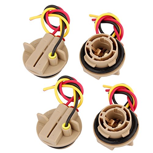 uxcell 4 Pcs S25 Socket LED Brake Bulb Holder Adapter Harness Wire Brown
