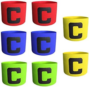 YEHAM 4 Colors Adjustable Elastic Captain Armband for Football Soccer,Team Sports, Game, Camping, Match, etc （Pack of 8）