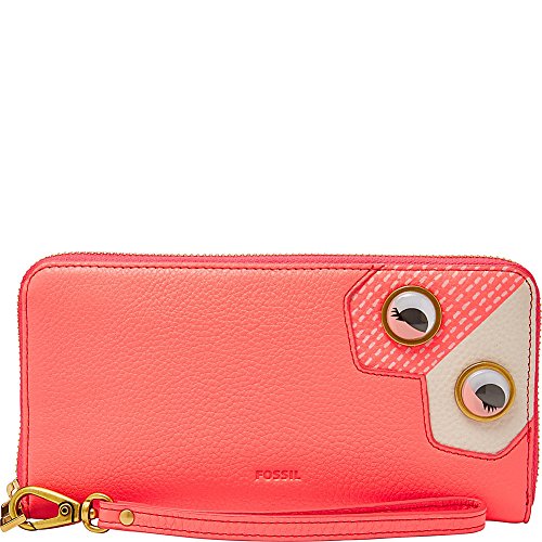 Fossil Emma Rfid Large Zip Wallet, Neon Coral