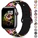 Humenn Compatible with Apple Watch Band 38mm 40mm,Soft Silicone Fadeless Pattern Printed Replacement Bands Compatible for iWatch Series 1,2,3,4 Pink Rose M/L