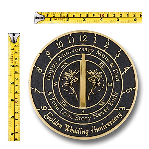 The Metal Foundry Personalized 50th Golden Wedding Anniversary Sundial Gift Idea is A Great Present for Him, for Her Or for A Couple to Celebrate 50 Years of Marriage - Thumbnail 4