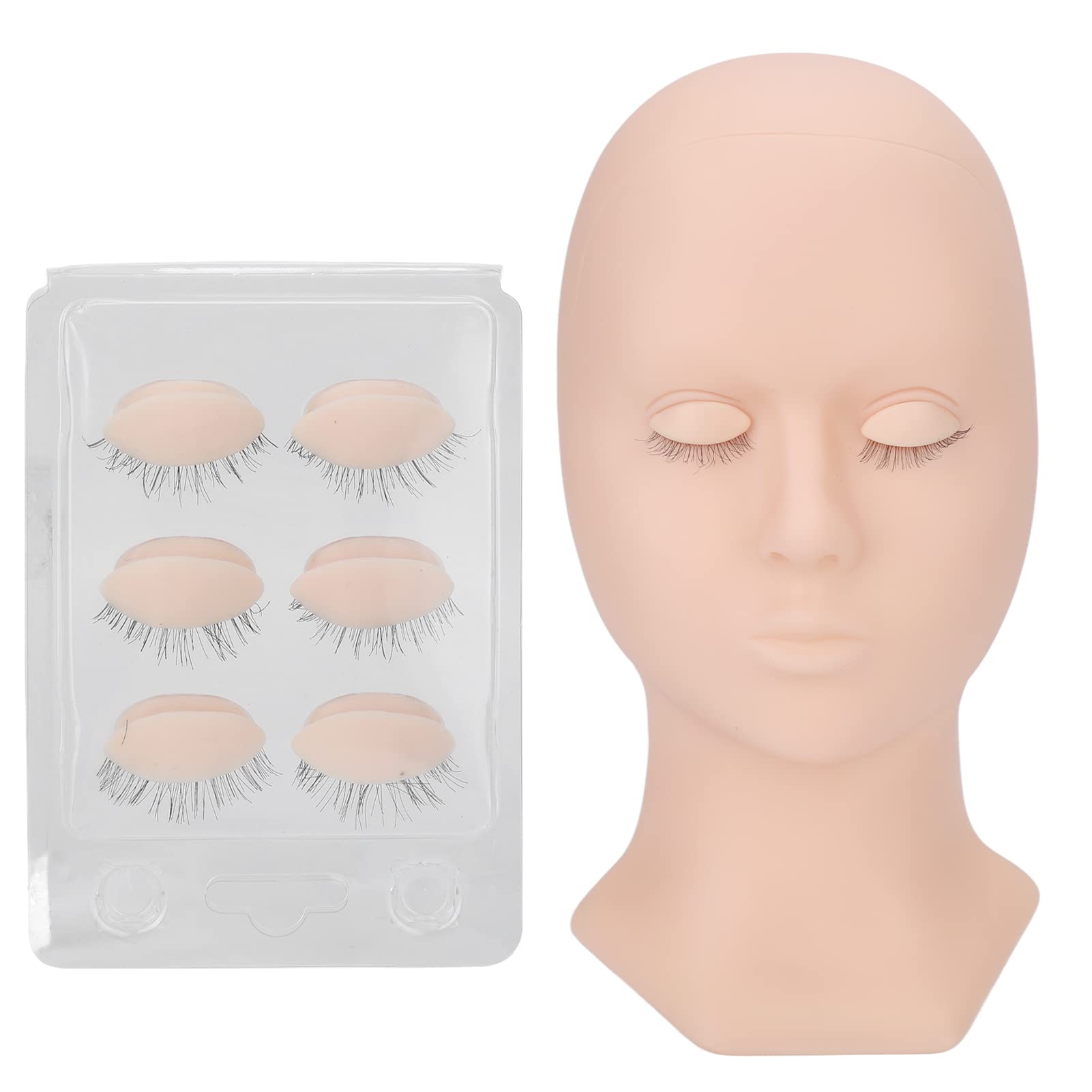 Eyelash Extension Mannequin Head with 3 Pairs Removable Eyelids,Eyelash Mannequin Head, Mannequin Head Eyelash Extension Supplies, for Practice(rose)