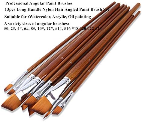 Paint Brush Set Artist Painting Brushes for Art Painting for Watercolors,Acrylics,Inks,Gouache,Oil and Tempera (Angular 13pcs Longer Handle) - Image 4