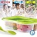 Perfect Fit Bento Lunch 3 Compartment Food Set of 10 Storage Meal prep Container Boxes– Ideal for Adults, Toddler, Kids, Girls, and Boys – Free 2-in-1 Fork/Spoon & Puzzle Sandwich Cutte, Color