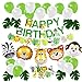 Jungle Safari Birthday Party Decoration Set, Party Supplies, Animal Balloons Cupcake Topper Leaves